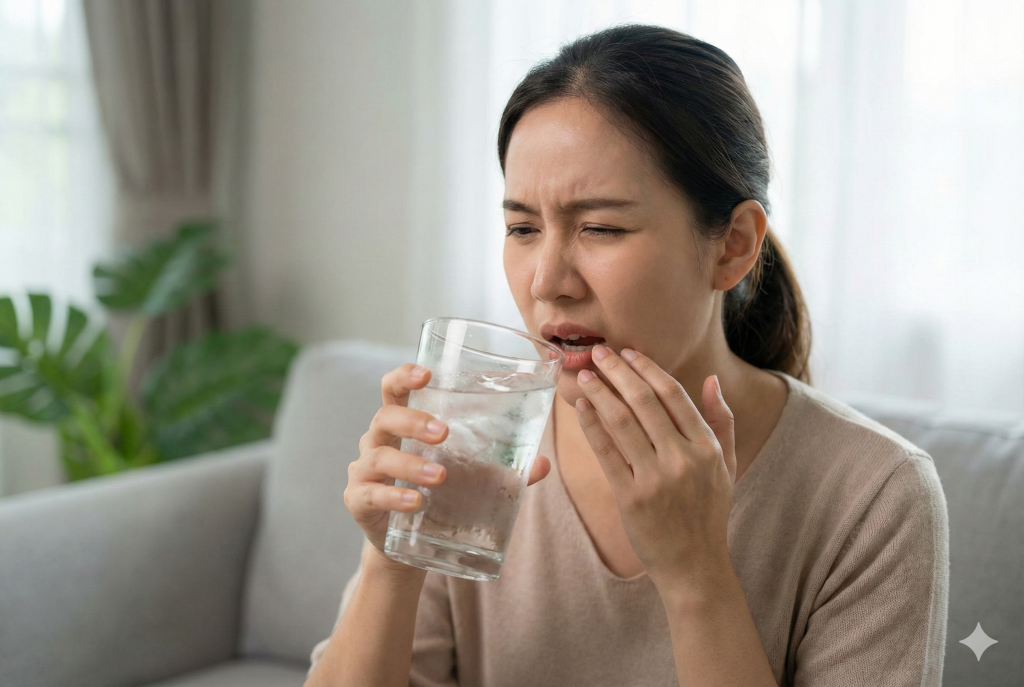 Persona bebiendo agua sensibilidad dental causas