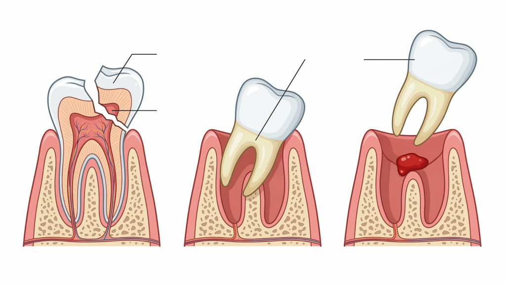 Esquema de un diente golpeado Natudental Montequinto