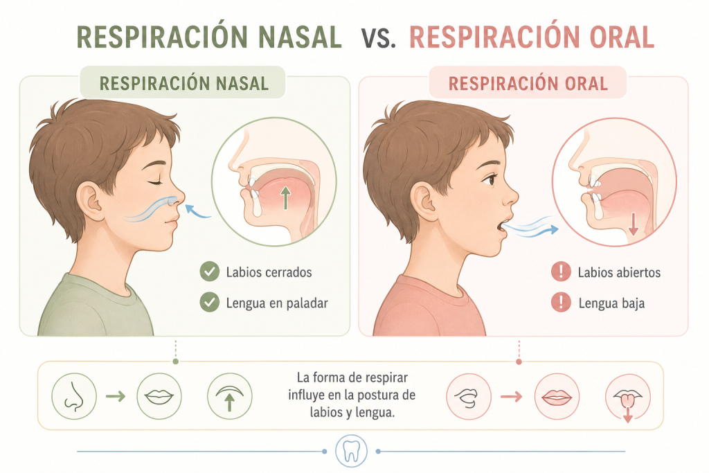 Infografía de respiracion que produce maloclusion Natudental Montequinto