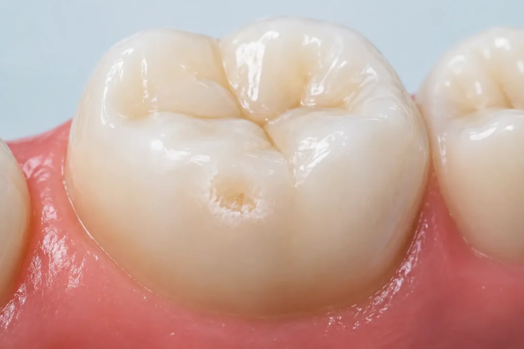 Foto de diente con caries sin dolor Natudental